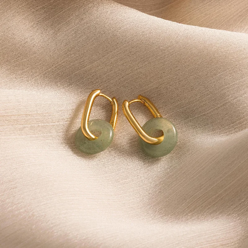 women gold hoop earrings -Jade Link Hoops