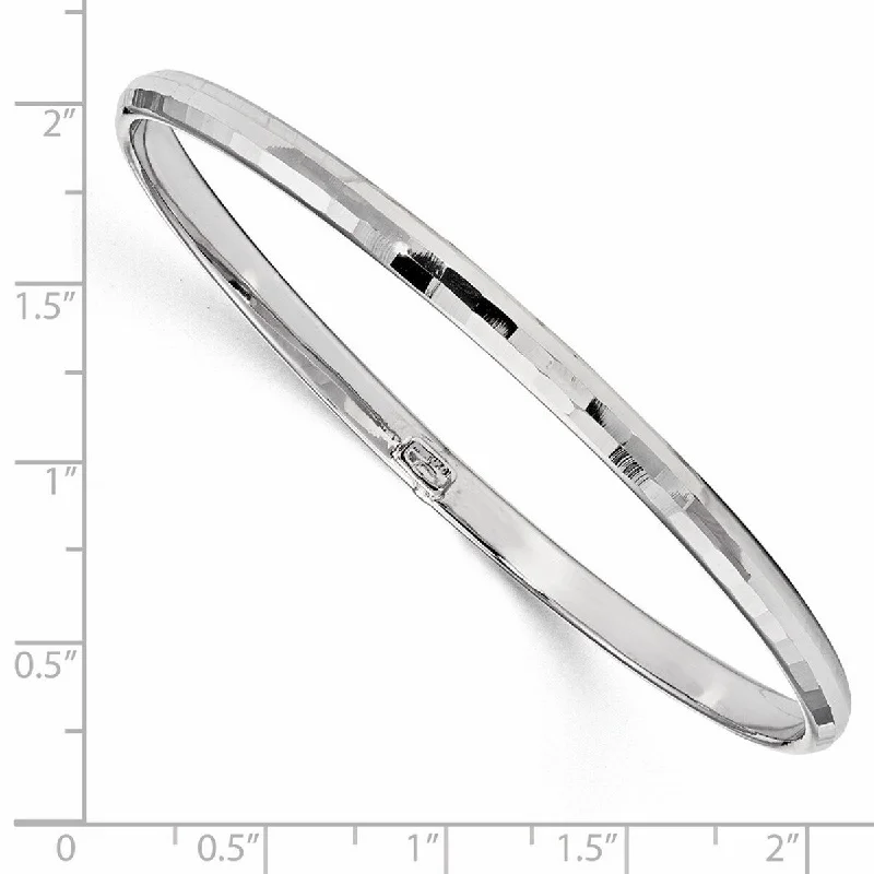 women luxury bracelets -Curata 10k White Gold 8" 4.25mm Slip on Polished Stackable Bangle Bracelet