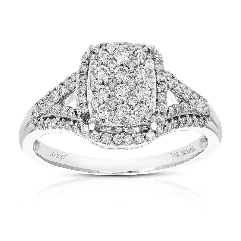 women high-quality engagement rings -5/8 cttw Round Lab Grown Diamond Engagement Ring .925 Sterling Silver