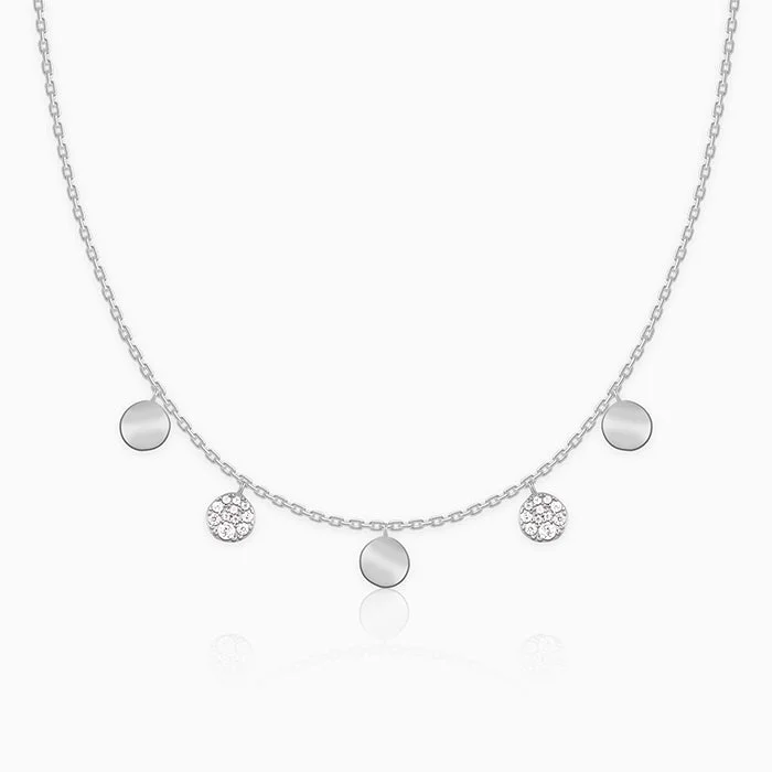 women wedding day necklaces -Silver Moonlit Charm Necklace