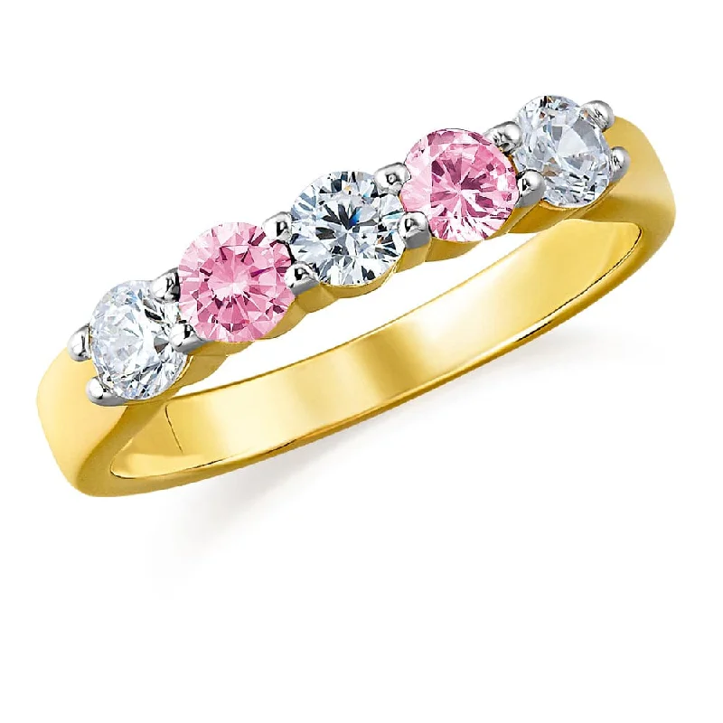 women sparkling rings -Pink Quintet Ring