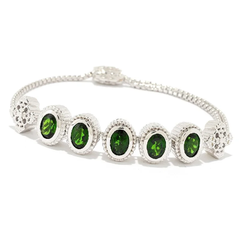 women luxury bangles -Dallas Prince Designs Sterling Silver Oval Gemstone Adjustable Slide Bracelet