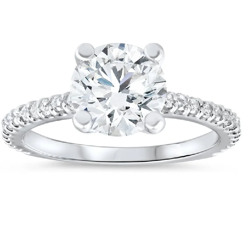 women trendy engagement rings -3 Carat Diamond Engagement Solitaire Ring 14K White Gold Lab Grown Round Cut