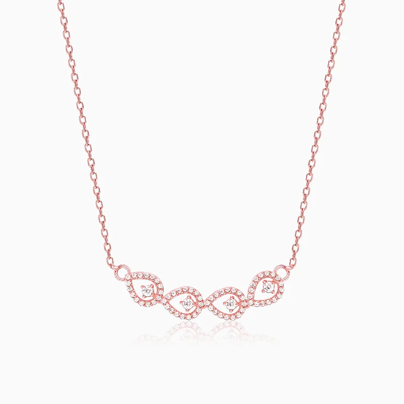 women geometric necklaces -Rose Gold Peary Love Necklace