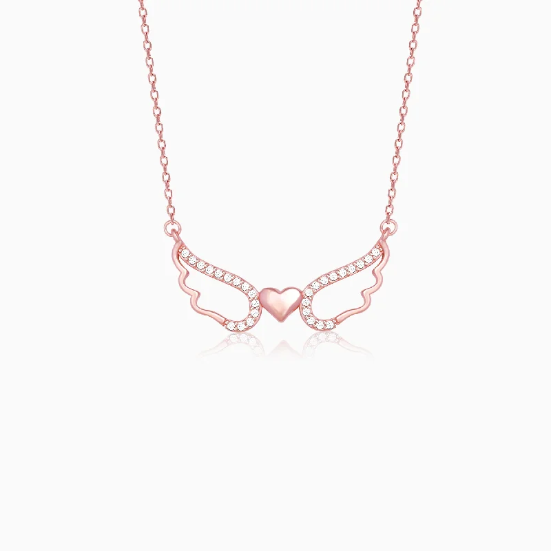 women birthday gift necklaces -Rose Gold Wing It With Love Necklace