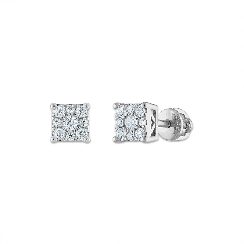 women chandelier earrings -EcoLove 1/4 CTW Lab Grown Diamond Cluster Stud Earrings in 14KT White Gold