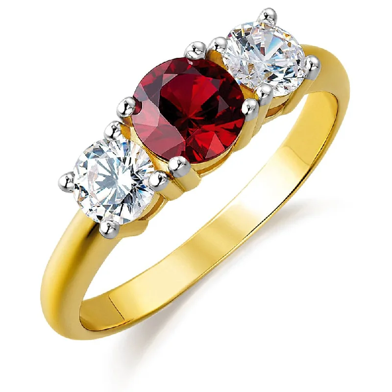 women diamond rings -Tru-Ruby Trilogy Ring