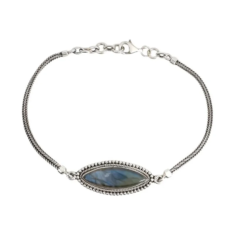 women bridal bracelets -925 Sterling Silver Labradorite Chain & Links Bracelet