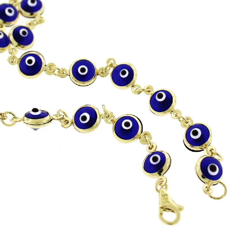 women gold bangles -14k Yellow Gold 5.5mm Dark Blue Evil Eye Good Luck Bracelet