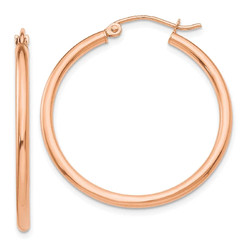 women sparkling earrings -10KT Rose Gold 30X2MM Hoop Earrings