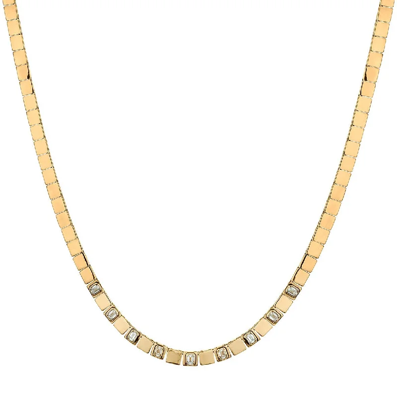 women elegant necklaces -EMERALD & GOLD SQUARE NECKLACE