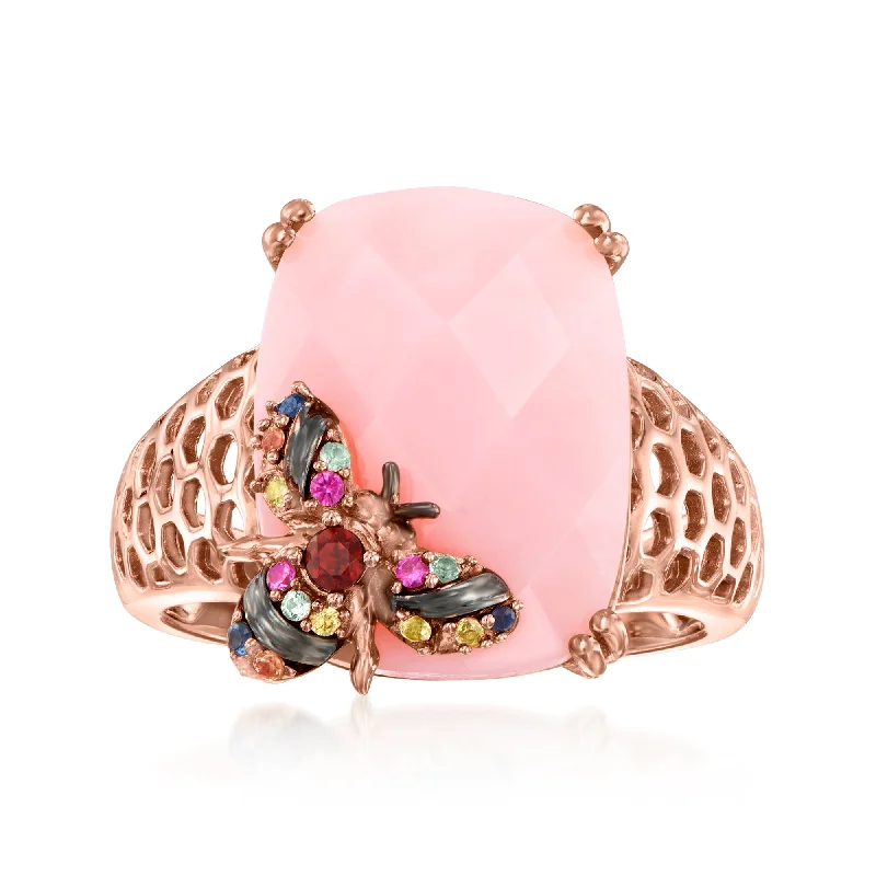 women forever engagement rings -Ross-Simons Pink Opal Bumblebee Ring in 18kt Rose Gold Over Sterling