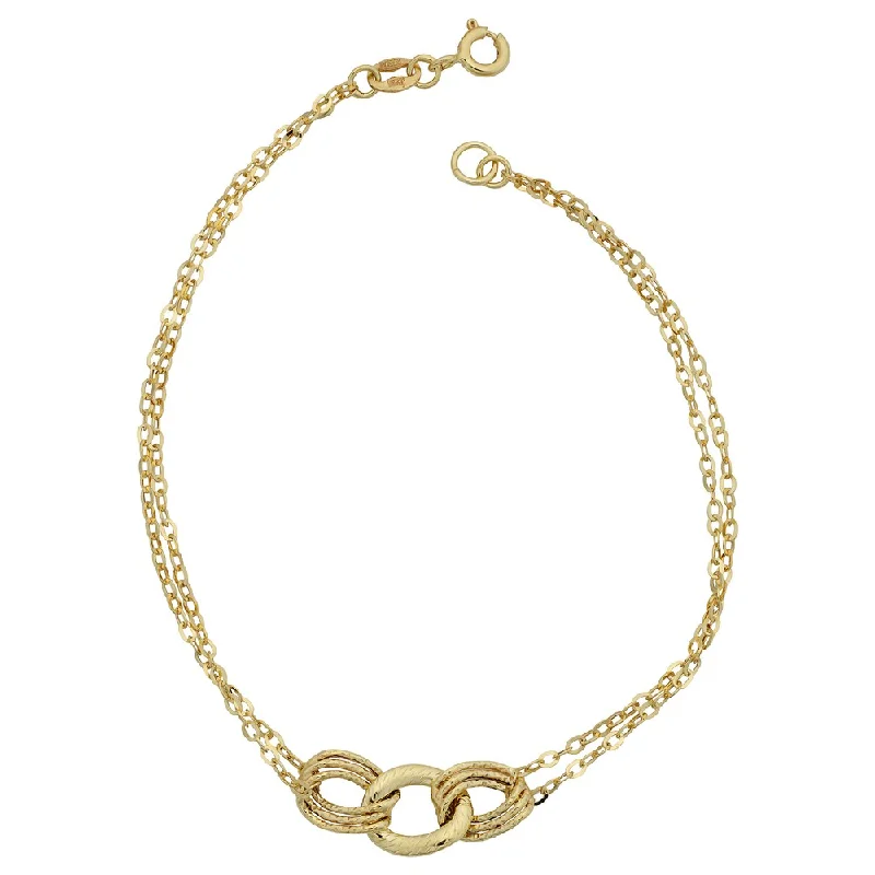 women stacked bangles -Fremada 14k Yellow Gold Diamond-cut Link and Double Strand Bracelet (7.5 inches)