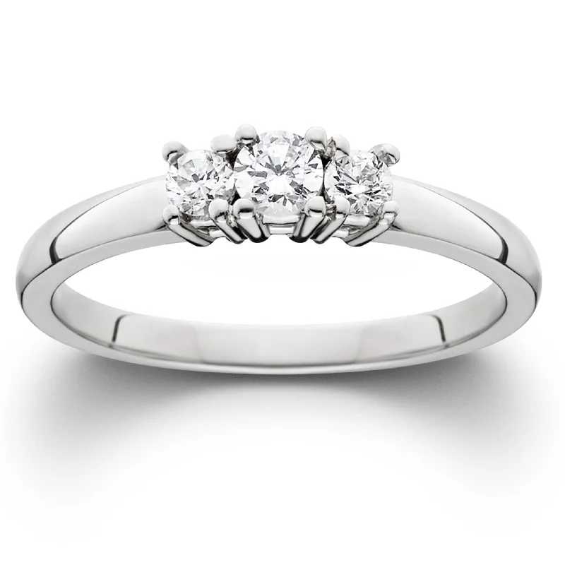 women adjustable engagement rings -1/2ct Three Stone Diamond Ring 14K White Gold