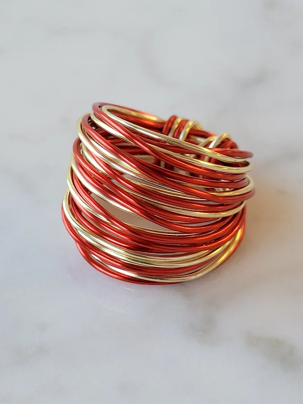 women custom-made engagement rings -Marcia Wire Wrap Ring in Red and Gold