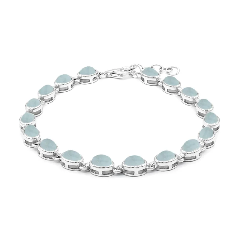 women custom charm bracelets -925 Sterling Silver Milky Aquamarine Bracelet