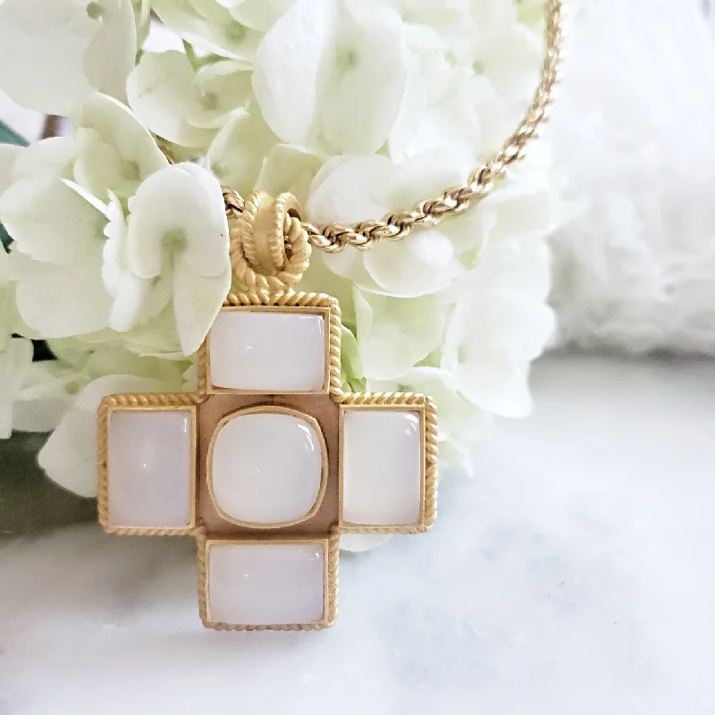 women trendy pendant necklaces -God Heals Necklace (white chalcedony stone)