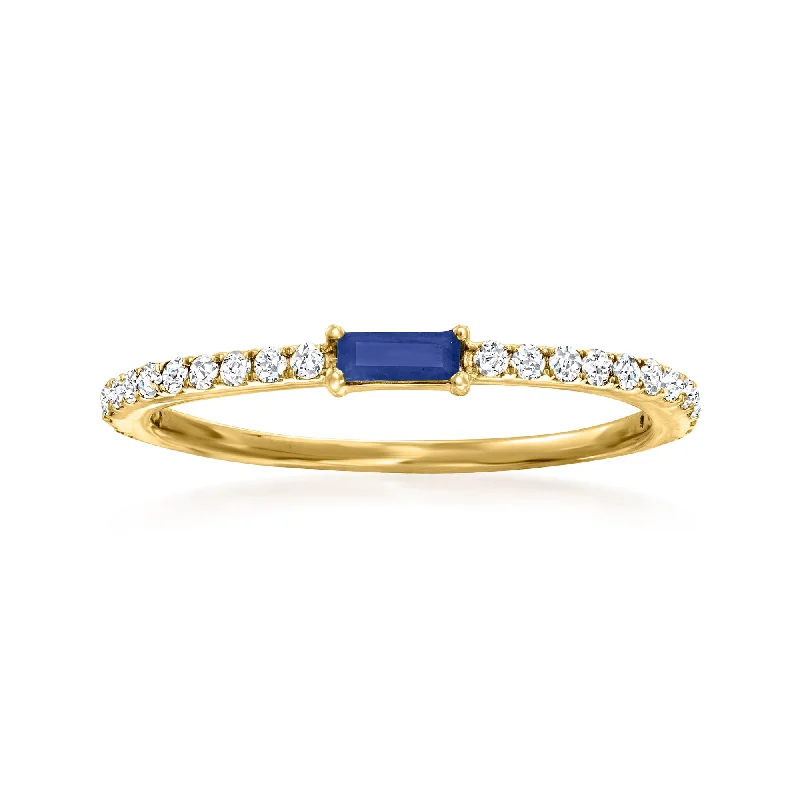 women pave engagement rings -RS Pure by Ross-Simons Sapphire and . Diamond Ring in 14kt Yellow Gold