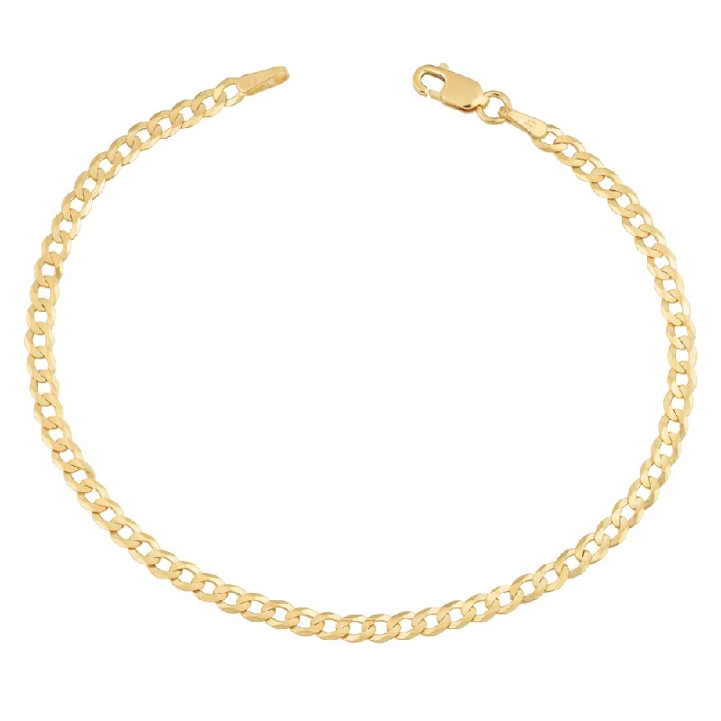 women silver bangles -Fremada 14k Yellow Gold 3-mm High Polish Solid Curb Link Bracelet