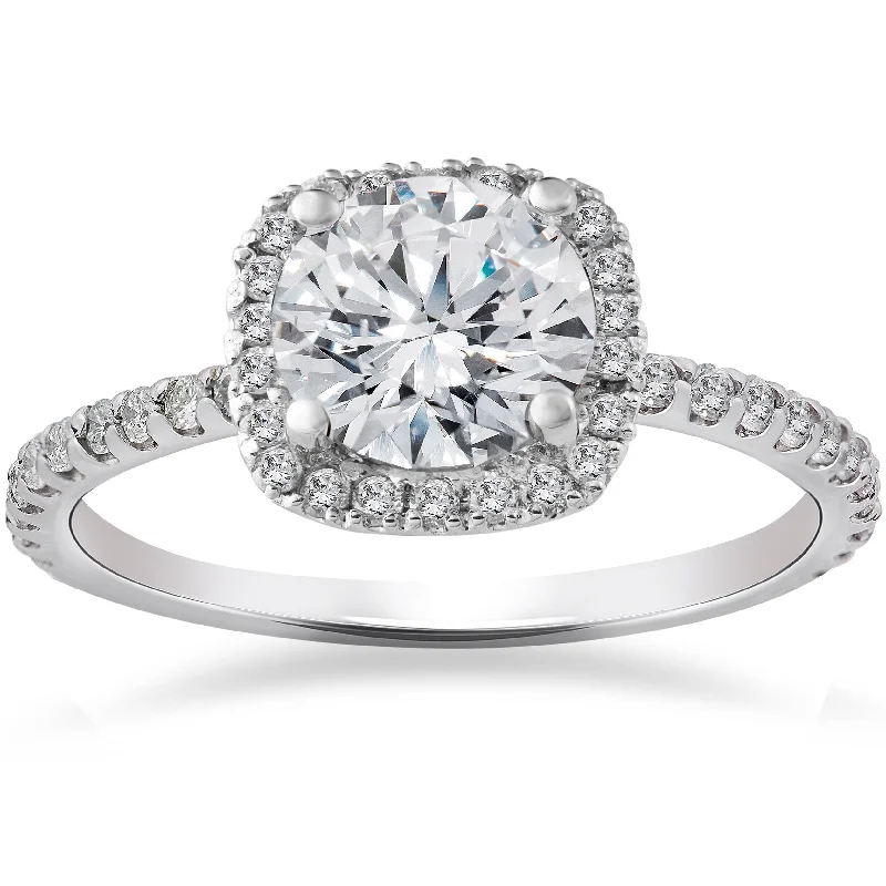 women diamond and platinum engagement rings -Certified 2 1/2Ct Diamond Cushion Halo Engagement Ring 14k Gold Lab Grown