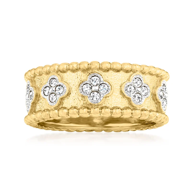 women three-stone engagement rings -Ross-Simons Diamond Clover Ring in 18kt Gold Over Sterling