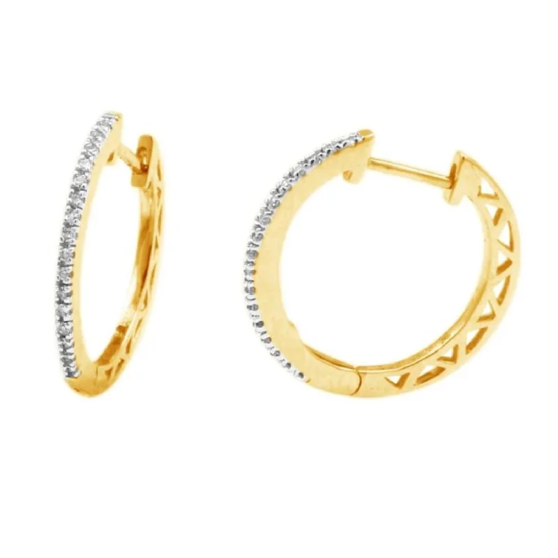 women fashion statement earrings -1/10 CTW Diamond Hoop Earrings in 10KT Yellow Gold