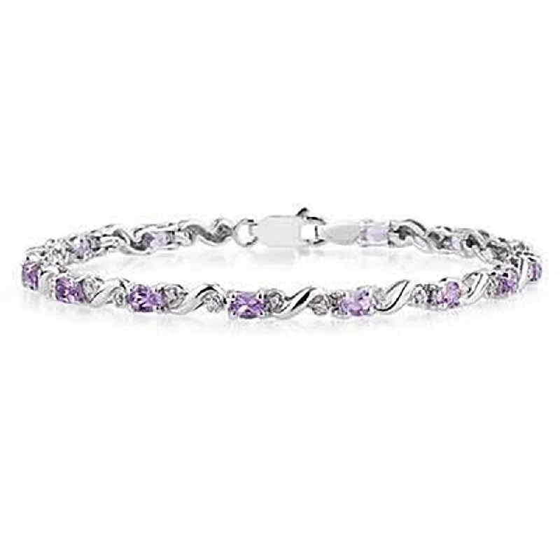 women men’s bracelets -Marquee 10k White Gold Diamond and Amethyst Bracelet