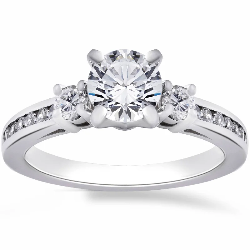 women matching engagement rings -1ct Three Stone Diamond Engagement Anniversary Ring 14K White Gold