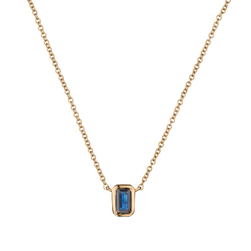 women geometric pendant necklaces -BLUE SAPPHIRE NECKLACE