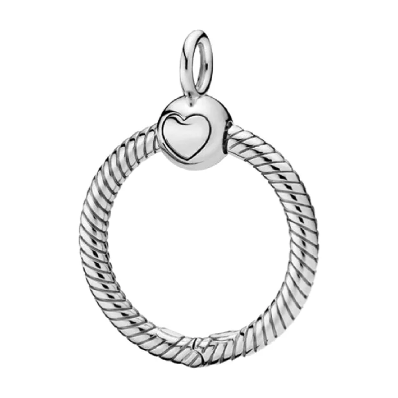 women geometric chain necklaces -Silver Moments O Charm Bead Pendant Carrier for Necklaces