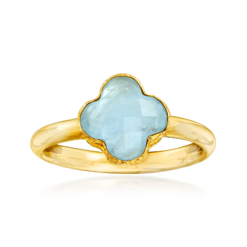 women elegant vintage engagement rings -Ross-Simons Italian Aquamarine Ring in 14kt Yellow Gold