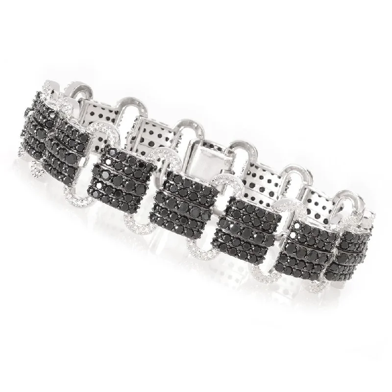 women luxury bracelets -Sterling Silver 12 5/8ct Black Spinel Link Bracelet