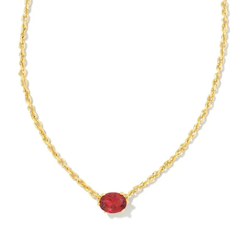 women geometric pendant necklaces -Kendra Scott | Cailin Gold Pendant Necklace in Burgundy Crystal