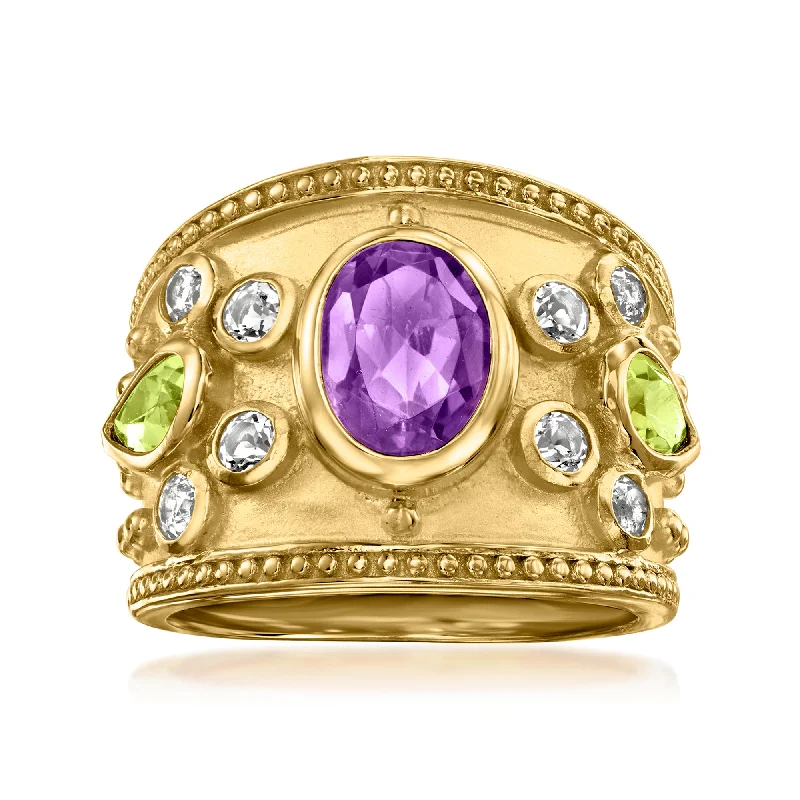 women heart-shaped engagement rings -Ross-Simons Amethyst and . Peridot Ring With . White Topaz in 18kt Gold Over Sterling