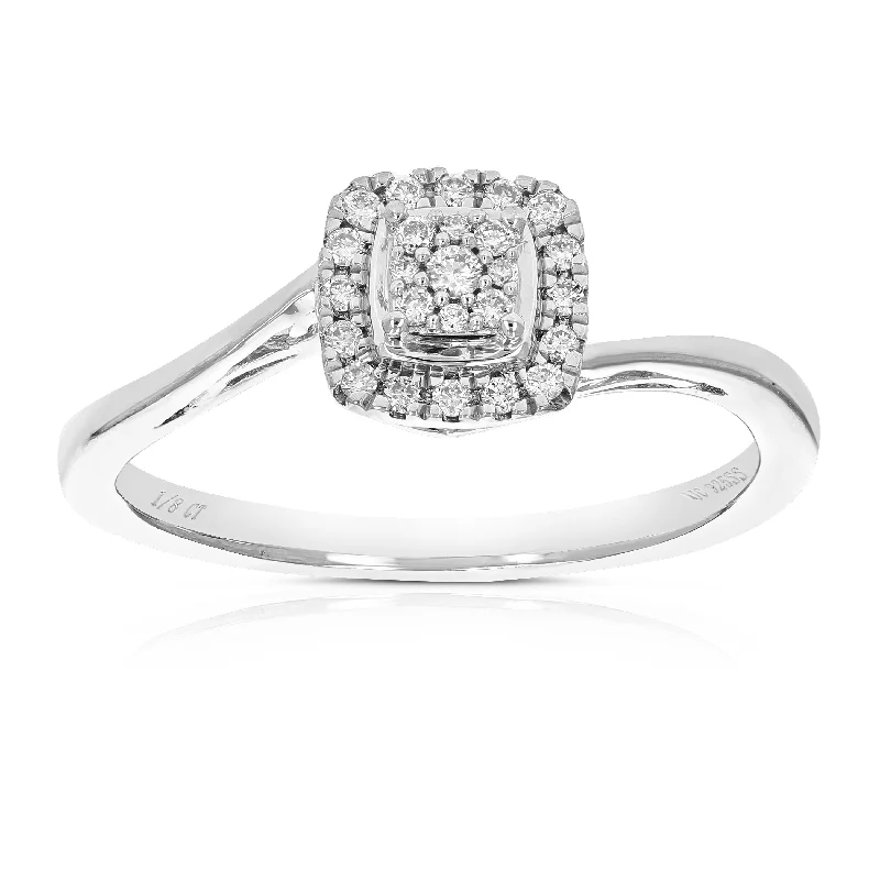 women mixed metal engagement rings -1/8 cttw Round Cut Lab Grown Diamond Wedding Engagement Ring .925 Sterling Silver Prong Set