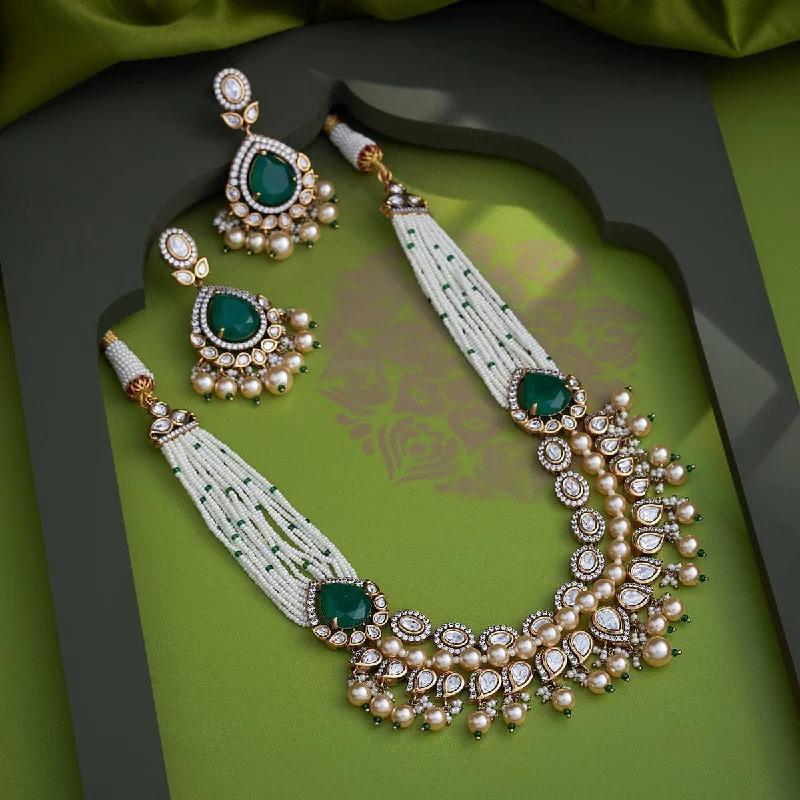 women minimalist necklaces -Kundan Necklace 164016