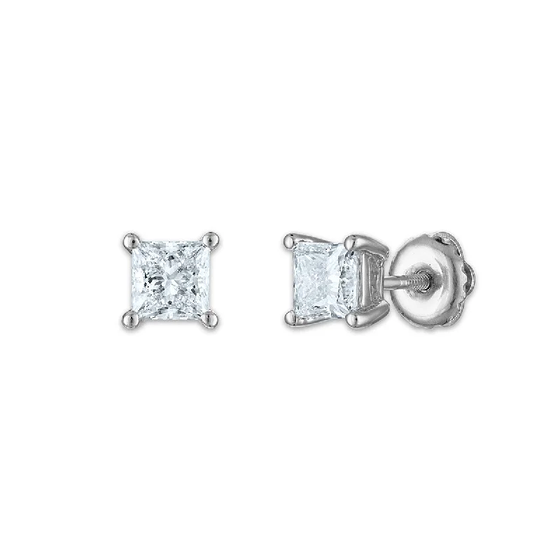 women glamorous earrings -EcoLove 1 CTW Lab Grown Diamond Stud Earrings in 10KT White Gold