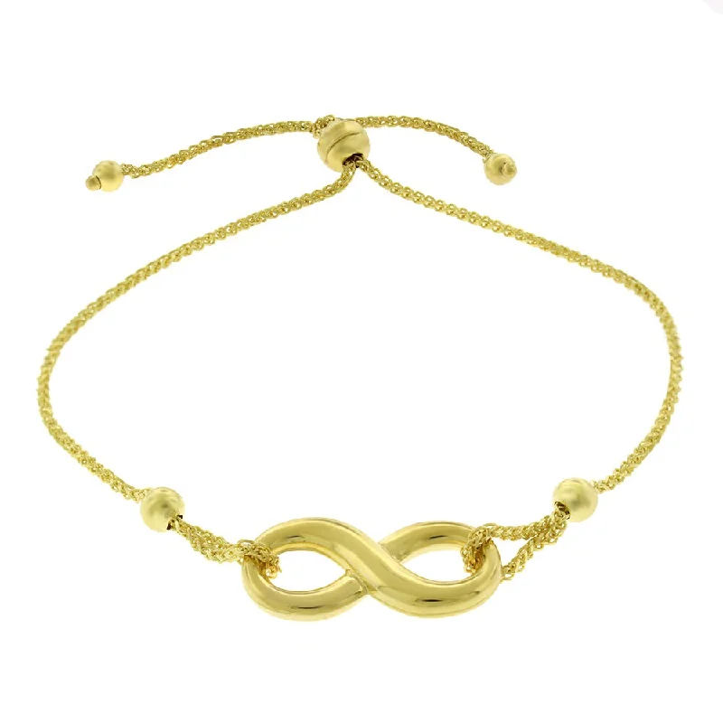 women bridal jewelry bracelets -14K Yellow Gold Womens Fancy Infinity Charm Adjustable Slider Bracelet