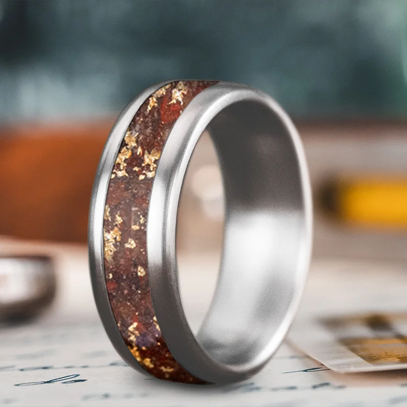 women stackable rings -Custom Design - Single Inlay Ring BSxeAoF-ddtRmxuC57zfqSwL