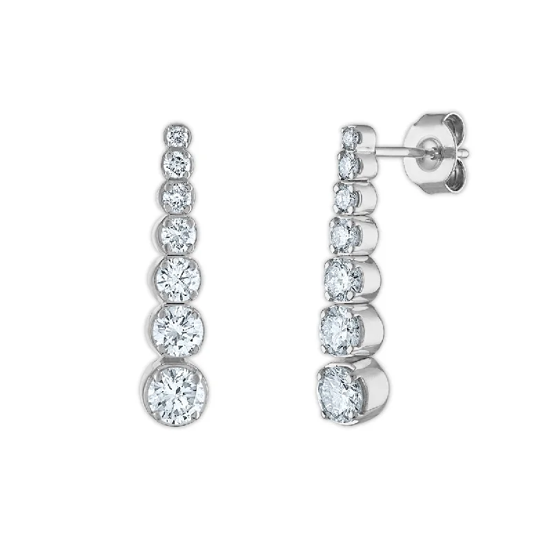 women fashion statement earrings -EcoLove 1-1/4 CTW Lab Grown Diamond Fashion Drop & Dangle Earrings in 14KT White Gold