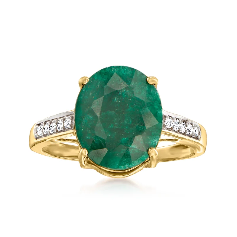 women solitaire engagement rings -Canaria Emerald Ring With Diamond Accents in 10kt Yellow Gold