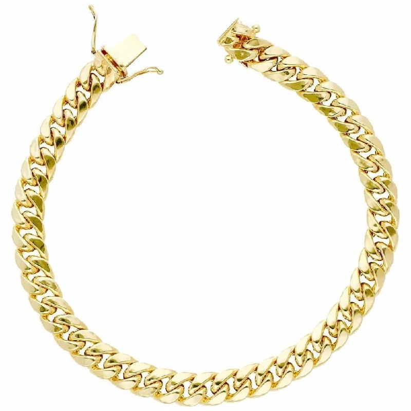 women infinity bangles -10K Yellow Gold 7.5MM Hollow Miami Cuban Curb Link Bracelet Chain 8.5", Gold Bracelet for Men & Women, 100% Real 10K Gold