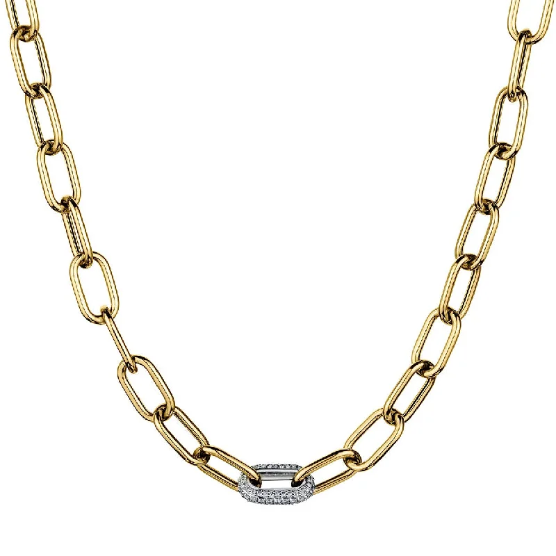 women anniversary gift necklaces -OVAL LINK DIAMOND CHAIN NECKLACE