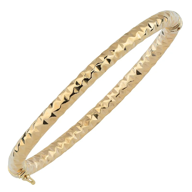 women birthstone bangles -Fremada Italian 14k Yellow Gold 5-mm Diamond-Cut Bangle Bracelet