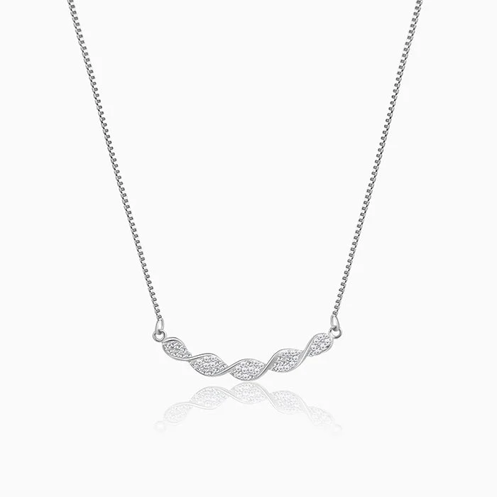 women trendy pendant necklaces -Silver Helix Zircon Necklace