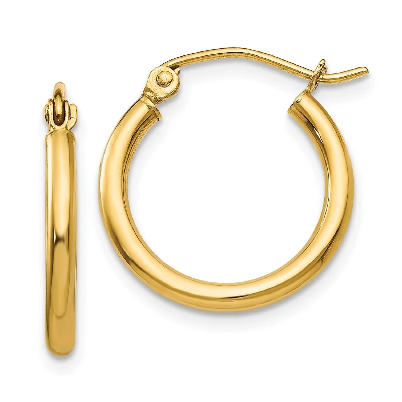 women chic drop earrings -14KT Yellow Gold 17X2MM Hoop Earrings