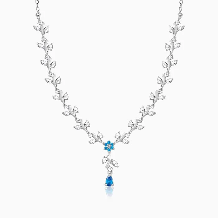 women eco-friendly necklaces -Silver Blue Daisy Necklace