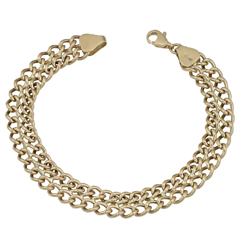 women layered bracelets -Fremada 14k Yellow Gold High Polish Double Row Curb Link Bracelet