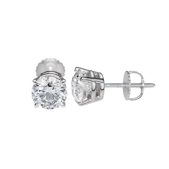 women sterling silver earrings -EcoLove 1/2 CTW Lab Grown Diamond Solitaire Earrings in 14KT White Gold