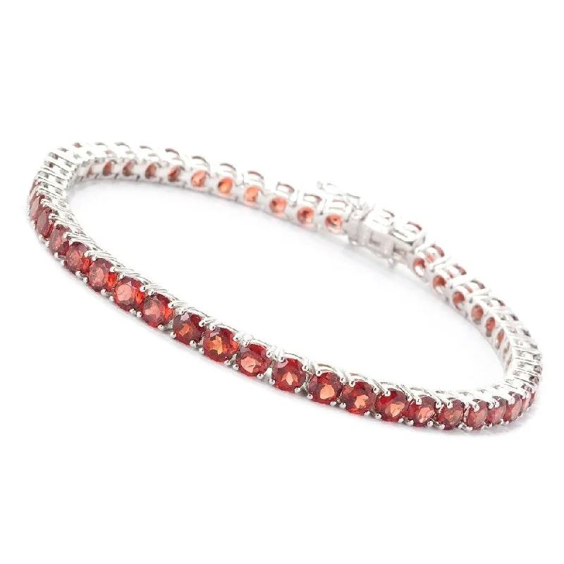 women gold-plated bangles -Sterling Silver Garnet Round Tennis Bracelet